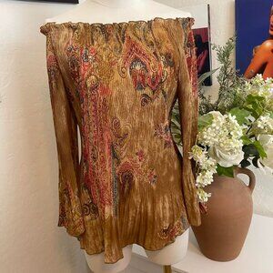 Vintage Very Popular Jaipur paisley Off-Shoulder Peasant Top – Size L